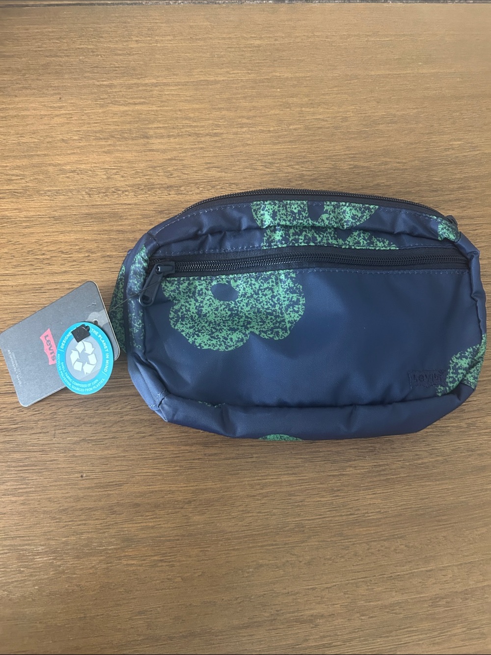 Levi's Navy and Green Floral Zip Pouch NWT